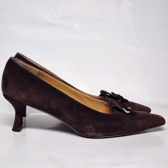 STUART WEITZMAN Brown Suede Kitten 2” Heel Shoes 6.5M - Picture 4 of 10